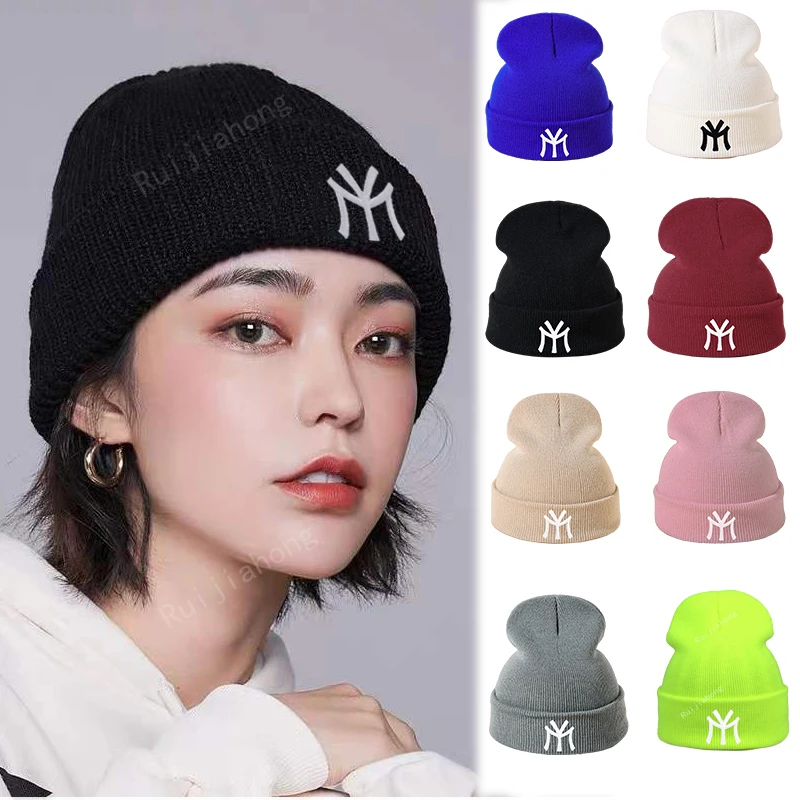 

2022 New Winter Caps for Women Men NY Beanies Hat Letter Embroidery Knitted Hat Winter Female Caps Bonnet Unisex Warm Beanie Hat