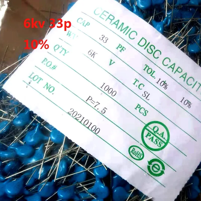 

6KV 33PF керамические конденсаторы высокого напряжения ноги от 7,5 мм