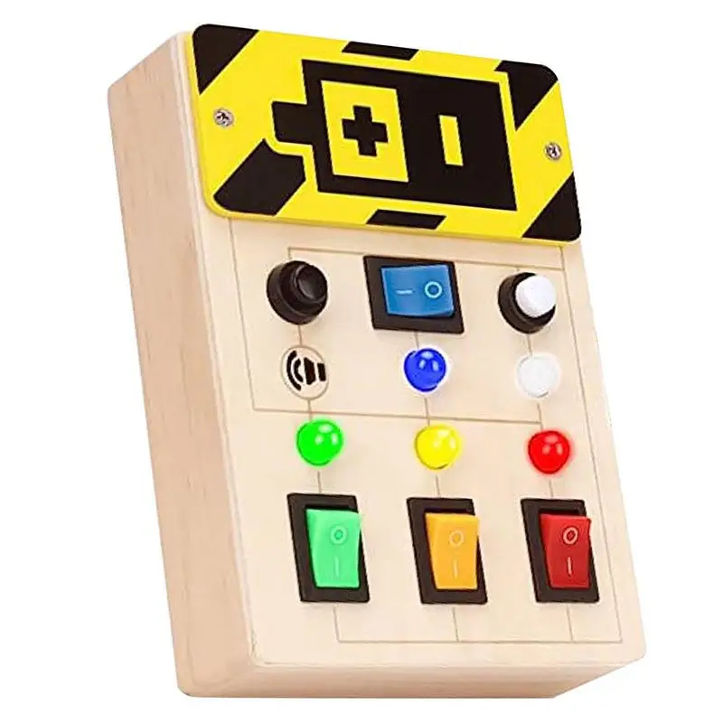 

Switch Toy For Kids Interactive Montessori LED Light Up Switch Board Game Wooden Busy Boards With Beeping Sound Battery Powered
