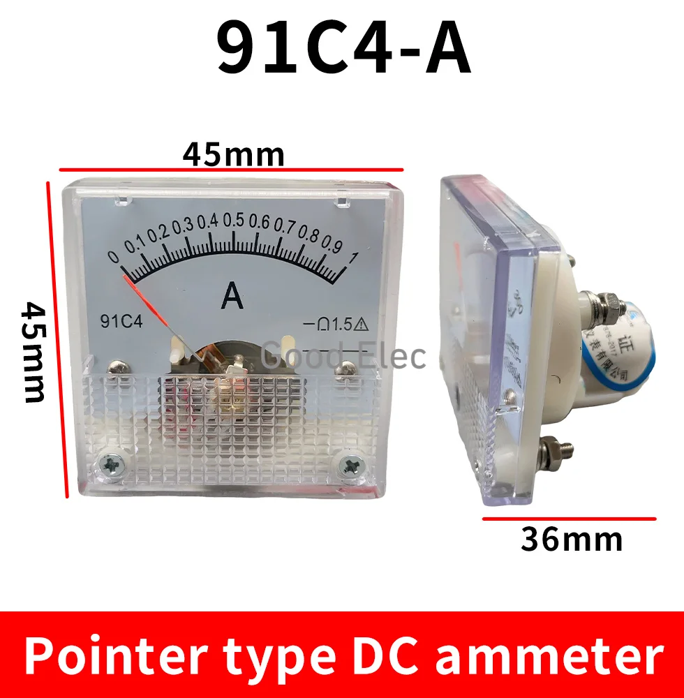 91C4-A/MA Амперметр постоянного тока 1A 2A 3A 5A 10A 15A 30A 50A 10MA 20MA 100MA 50MA 300A 400A 500A Аналоговая