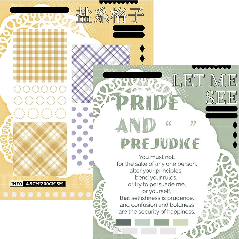 Lattice Salt System Characters Adhesives Tape PET Retro Fresh Decoration Washi Tape DIY Planner Diary Scrapbooking Masking Tape