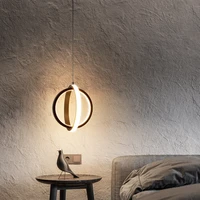 modern led round pendant lights meta living room bedroom bedside bar gold ring light cord hanging lamp nordic luxury chandelier