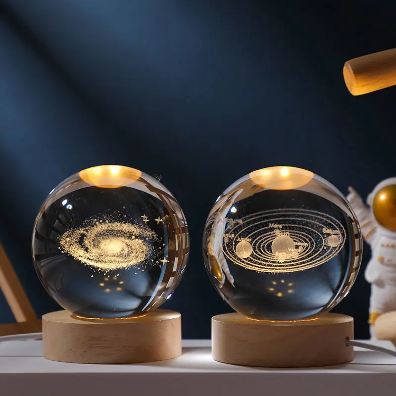 

Crystal Ball Night Light Galaxy Astronaut Warm RGB Bedside Lamp USB Power Kid Gift Night Lamp Bedroom Decor Desktop Ornaments