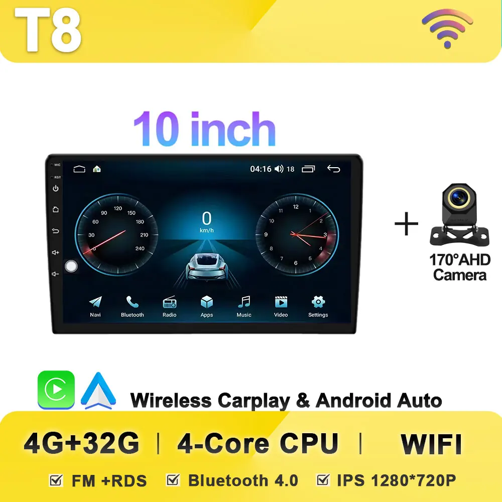 

2 Din Android 15 Автомобильный радиоприемник Carplay Android Auto 9 10-дюймовый универсальный мультимедийный плеер GPS Navi Авторадио Wi-Fi 8-ядерный стерео RDS