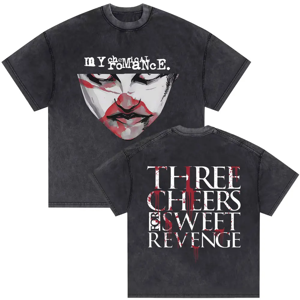 Фото Ограниченная серия в стиле панк-группа My Chemical Romance Three Cheers for Sweet Revenge, винтажные футболки для мужчин и женщин, футболки большого размера в стиле рок №5