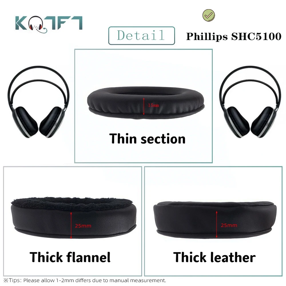 KQTFT 1 пара сменных бархатные кожаные амбушюры для гарнитуры Phillips SHC5100, амбушюры, накладки, подушки, чашки