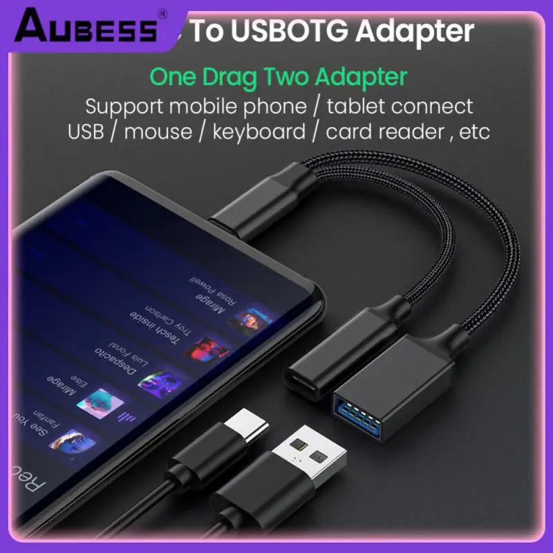 

Portable Aluminum Alloy Usb C Otg Cable 2in1 Phone Adapter Type C To Usb A Type C Male To Usb C Female Charging Port Connector