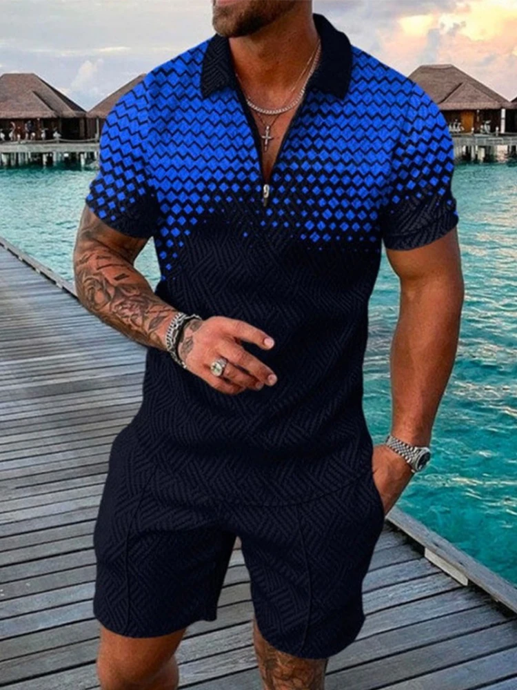 Рубашка-поло и шорты мужские с коротким рукавом составного кроя - купить по