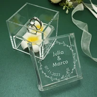 personalized wedding ring box clear acrylic box engagement box proposal ring box custom ring bearer box bridal shower gift