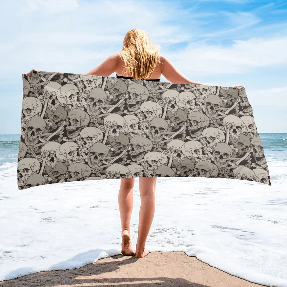

Skull Dense Art Absorbent Bath Towel for Bathroom Sauna Soft Beach Yoga Towel Quick-drying Face Towel Home Essentials