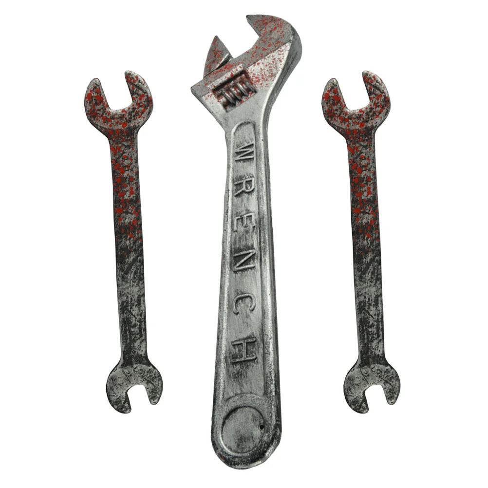 

3pcs Bloody Wrench Party Tricky Plastic Fake Wrench Haunted House Prop