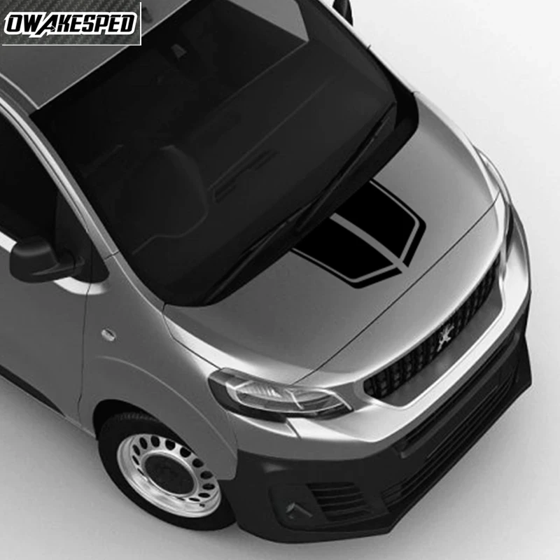 Фото Капот, спортивные полосы, гоночный стиль для Peugeot Expert, авто, виниловые наклейки для кузова, капот автомобиля, крышка двигателя, декоративные наклейки, аксессуары №2