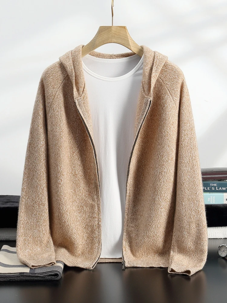 ADDONEE мужской 100% кашемировый свитер толстый кардиган на молнии с капюшоном пальто