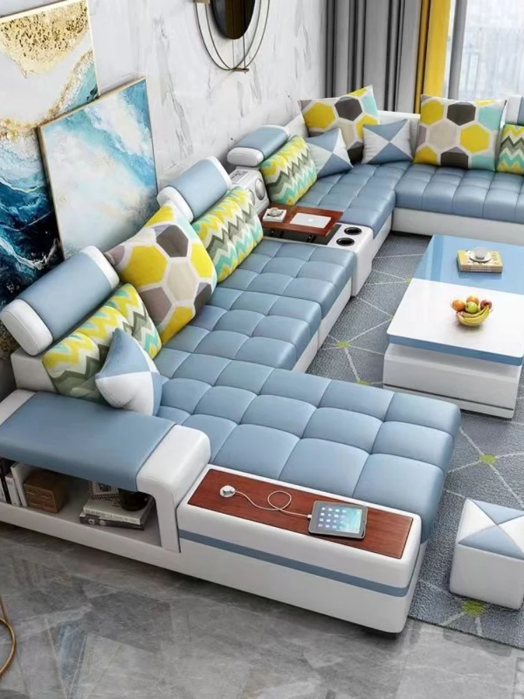 

Technology cloth sofa combination corner removable and washable modern minimalist living room whole latex fabric sofa