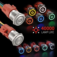 apiele 161922mm push button switch metal waterproof latching momentary led light car engine power switch blue red