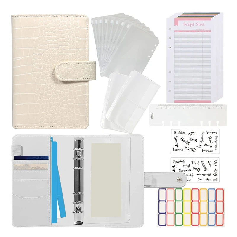 

Budget Binder-Crocodile Pattern Leather Money Storage Bag, Cash Saving Book, Cash Fill Folder Envelope System