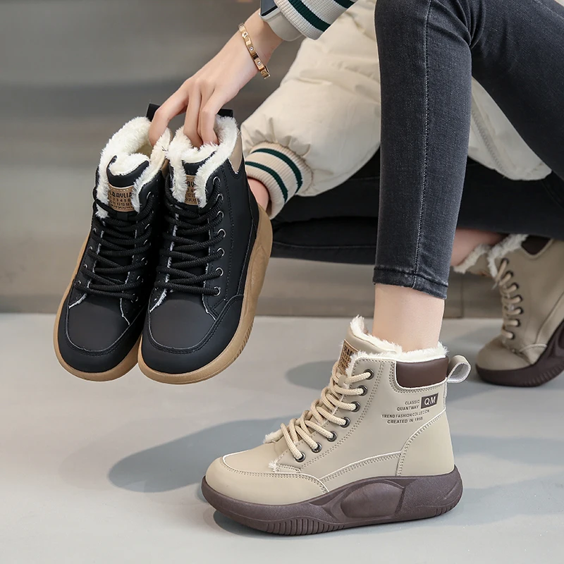 Белые ботинки до середины икры зимняя обувь женские Australia Low 2024 зимние в стиле рок