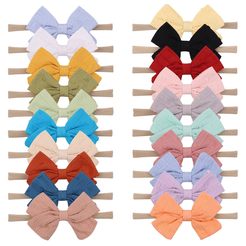 

3.54Inches Solid Color Bows Headband for Kids Girls Bowknot Elastic Hair Band Handmade Turban Boutique Headwear Hair Accessories