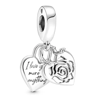 authentic 925 sterling silver rose heart padlock dangle charm bead fit pandora bracelet necklace jewelry