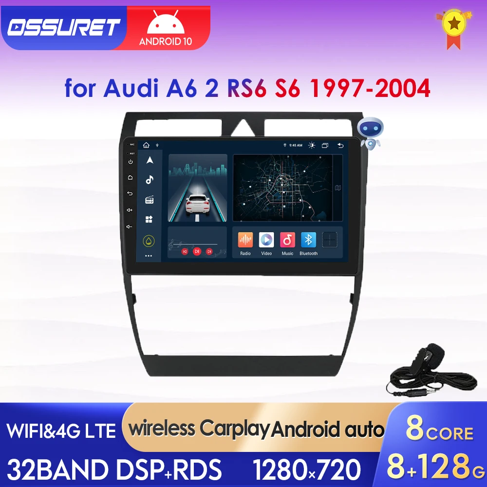 

Автомагнитола Android для Audi A6 C5 2 RS6 S6 1997 - 2004 автомобильная аудиосистема Carplay стерео Мультимедийный видеоплеер AI голос WIFI GPS