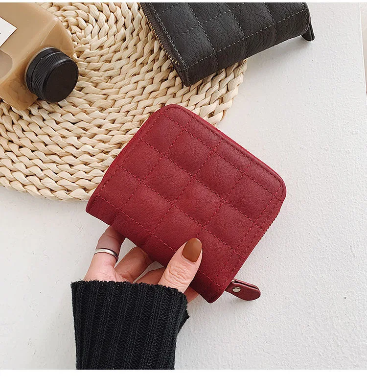 

Fashion Short Wallets for Women PU Leather Female Plaid Purses Card Holder Wallet Small Zipper Wallet with Coin Purse Clutch Bag