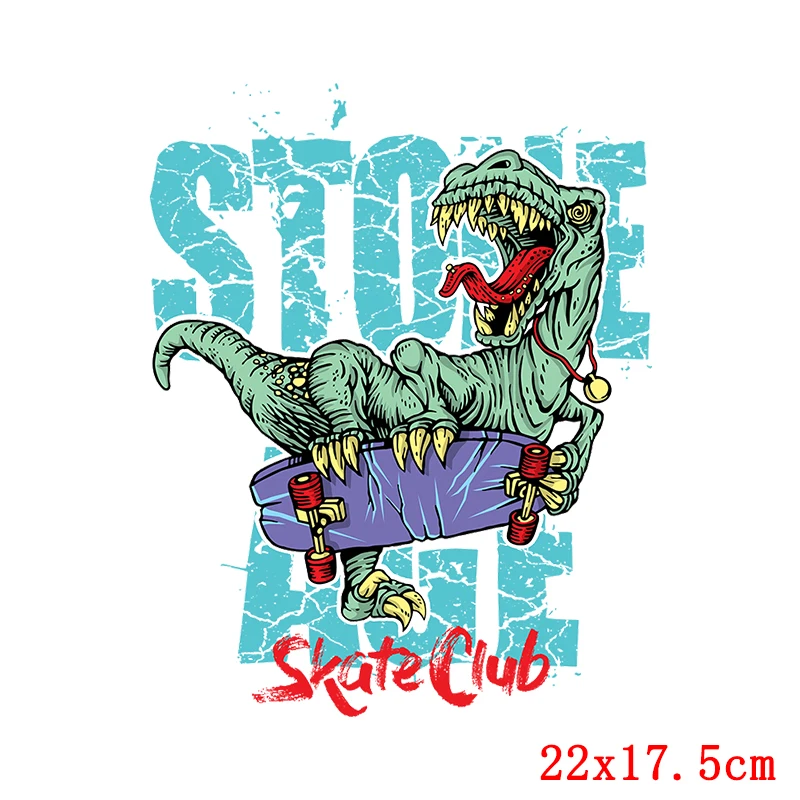 Мультяшные нашивки с динозавром термотрансферные рисунком животного на одежду в