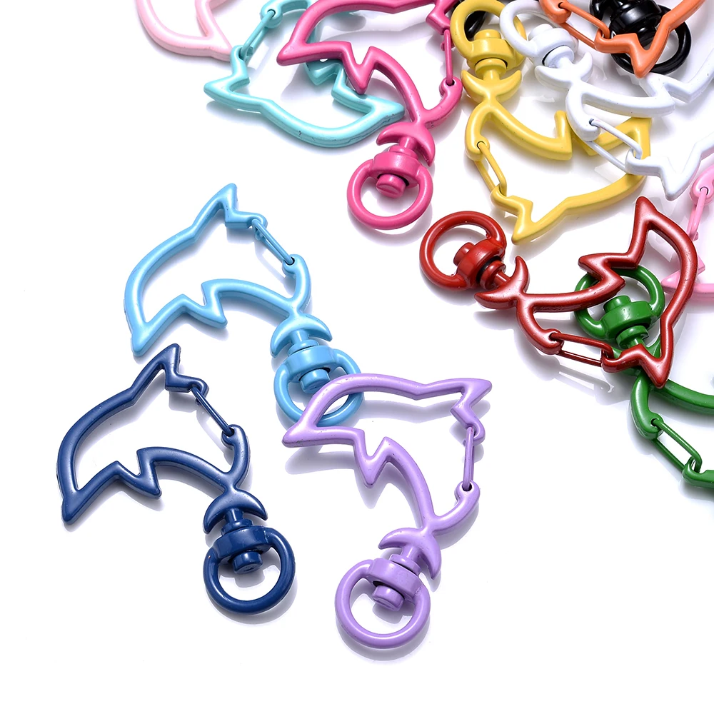 IYOE 5pcs 28x42mm 14 Colors Dolphin Lobster Claps Hook Spring Clasp for Making Jewelry Keychain Key Ring Hooks DIY Findings - купить по