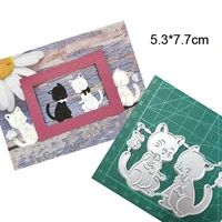 2pcsset cute kitten 2022 new arrivals cutting dies metal scrapbooking decoration embossed photo album card handicrafts