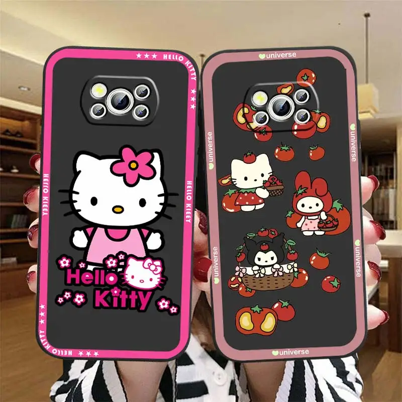 Cute Hello Kitty Cinnamoroll Phone Case For Xiaomi Mi Poco X5 X4 X3 NFC F5 F4 F3 GT M5 M5s M4 M3 Pro C50 C40 5G Black Cover
