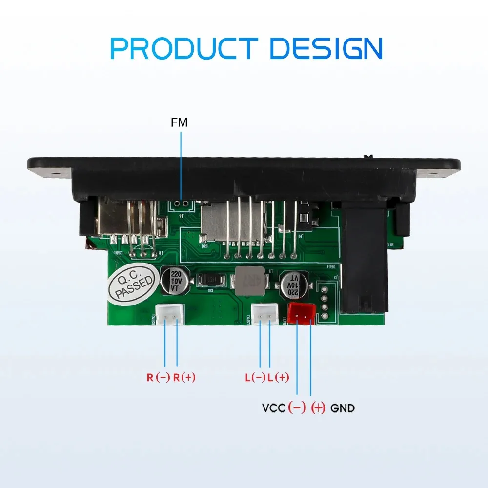 Фото Цифровой усилитель KEBIDUMEI 10W, плата декодера MP3, DC 5V, Bluetooth, FM, поддержка микрофона, автомобильный MP3-плеер с пультом дистанционного управления №5