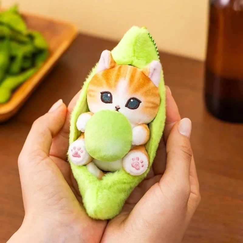 Фото Мягкая игрушка-брелок Kawaii Mofusand Shark Cat Beer Pea: мультяшный персонаж, подвеска для рюкзака, украшение, подарок на день рождения №1