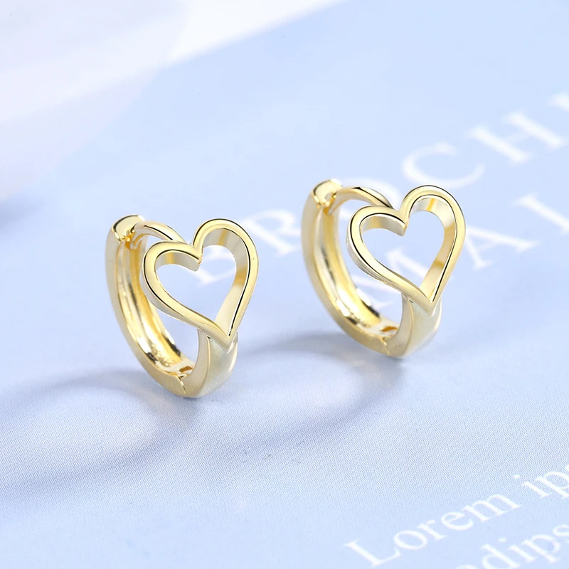 

Golden Heart Loop D Hoop Earrings Korean Style Bijou Ear Rings For Women Girls Original Piercing Ear Earrings Fashion Jewelry