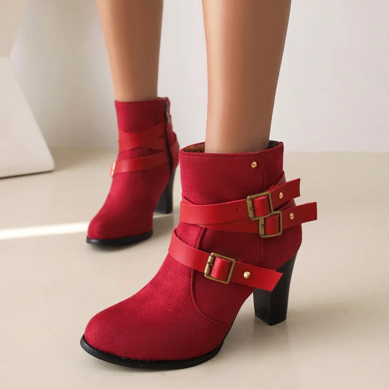 

Женские осенние ботинки 2022 замшевые ботинки с ремешком и пряжкой женские ботильоны Botas De Mujer