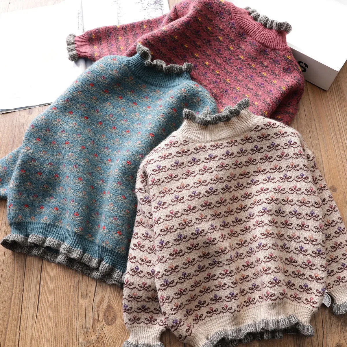

2023 Autumn Winter Girls Pullover Sweater Kids Knitting Sweater Children Soft Clothes Girl Tops Outfit Clothing Clothes 2-14Y
