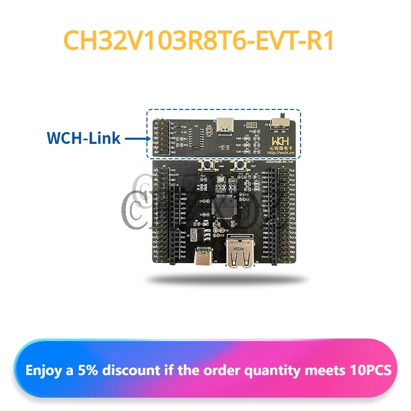 

CH32V103R8T6-EVT-R1 Small Blackboard Integrated WCH-LINK Qinheng RISC-V Module MCU Evaluation Board