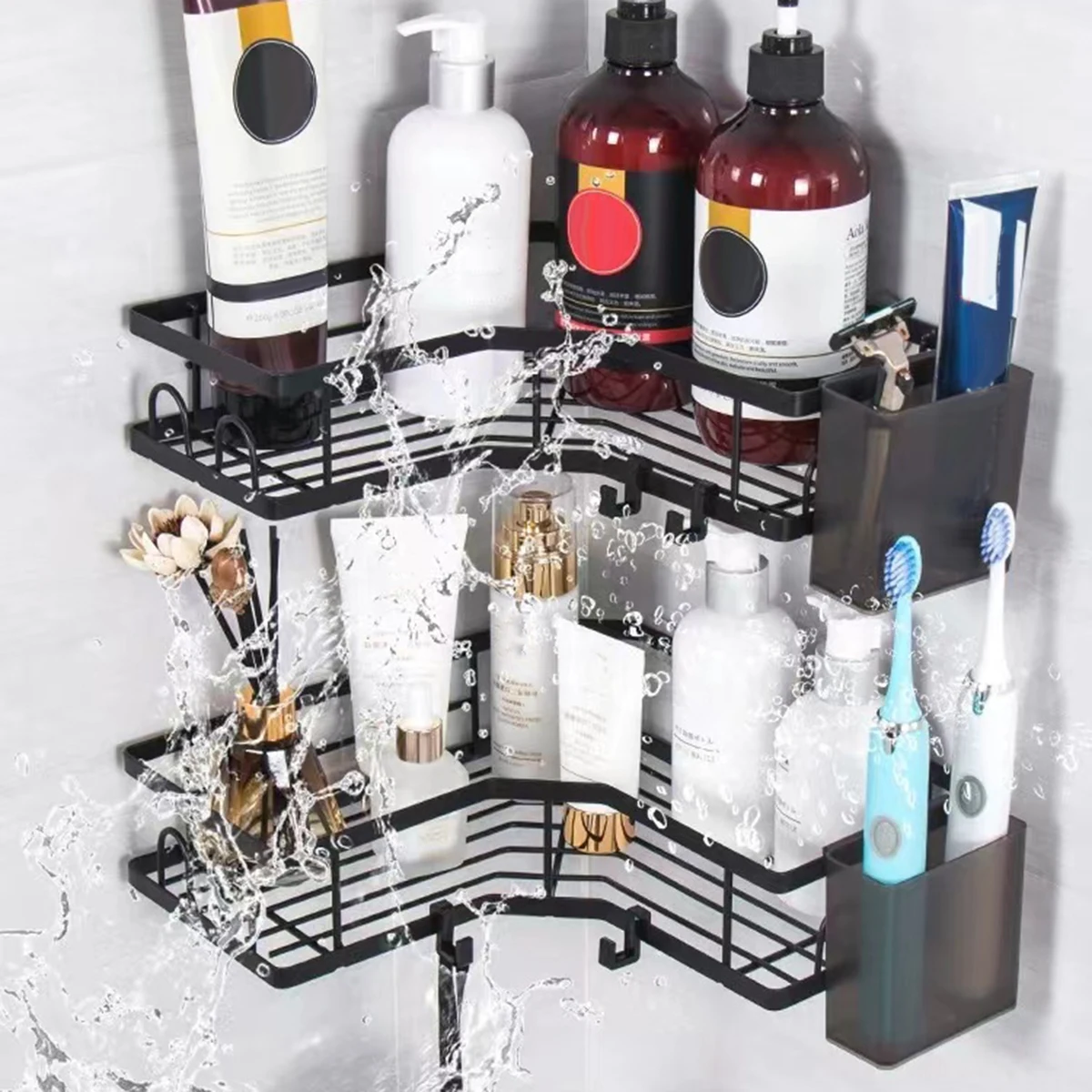 Органайзер для сиденья душа настенная стойка корзины с крючками сверление не