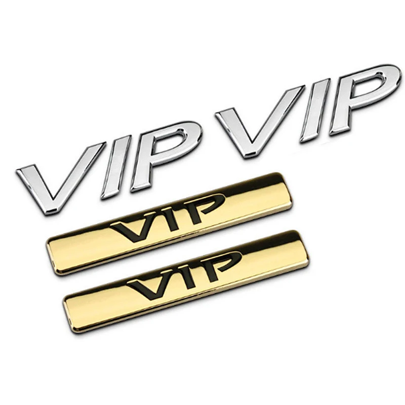 

2Pcs 3D Metal VIP Car Side Fender Rear Trunk Emblem Badge Sticker Decal for JEEP Dodge BMW Nissan Audi VW Honda car