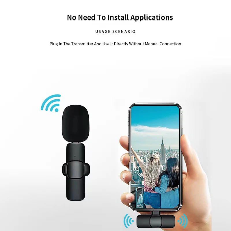 

2 In 1 Wireless Lavalier Microphone K35 Portable Audio Video Recording Mini Mic Live Streams Broadcast Gaming For IPhone Type-C