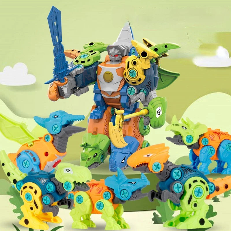 

Children'S 5 In 1 Assembly Dinosaur Construction Set Toys For Children Screw Building Blocks Model Kits Kids Educational Toys
