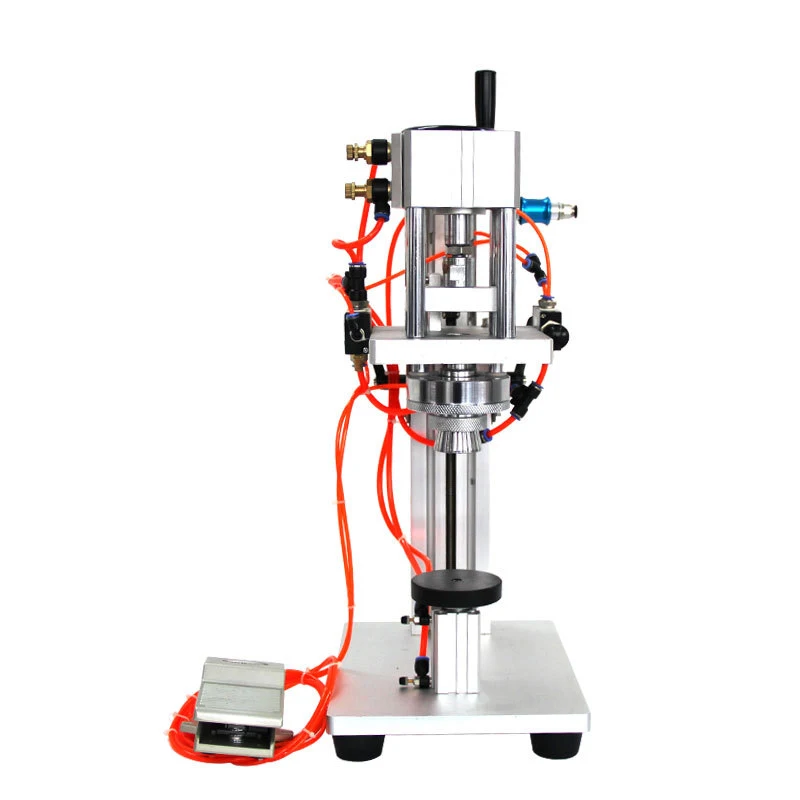 

LY-08 Pneumatic Perfume Crimping Capping Taping Sealing Machine Stainless Steel Capper Metal Cap Press With Clamp Chuck Module