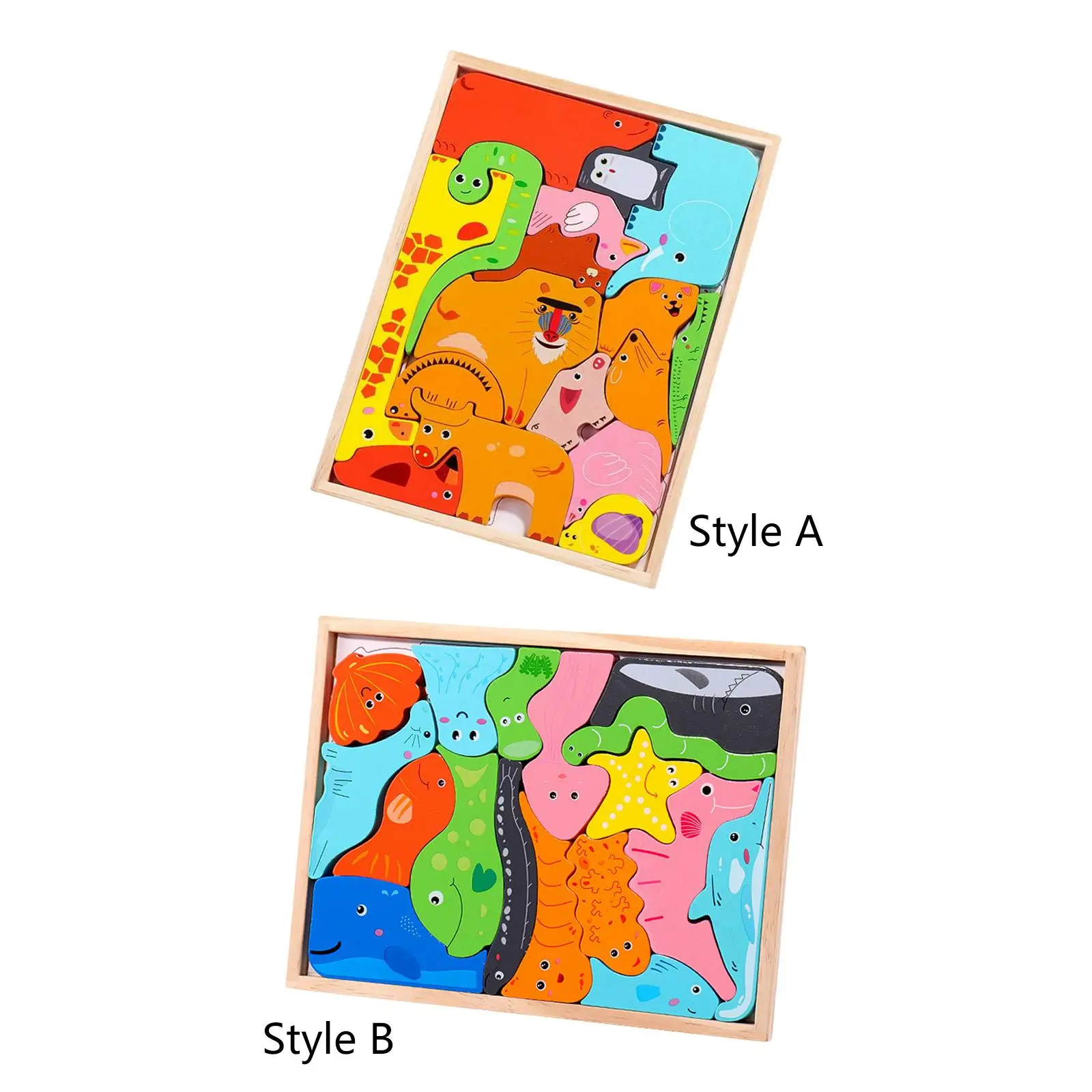 

Animal Jigsaw Puzzles Shape Puzzle Develop Fine Motor Skills Early Leaning Education Toy Wooden Animal Puzzles for Toddlers Kids