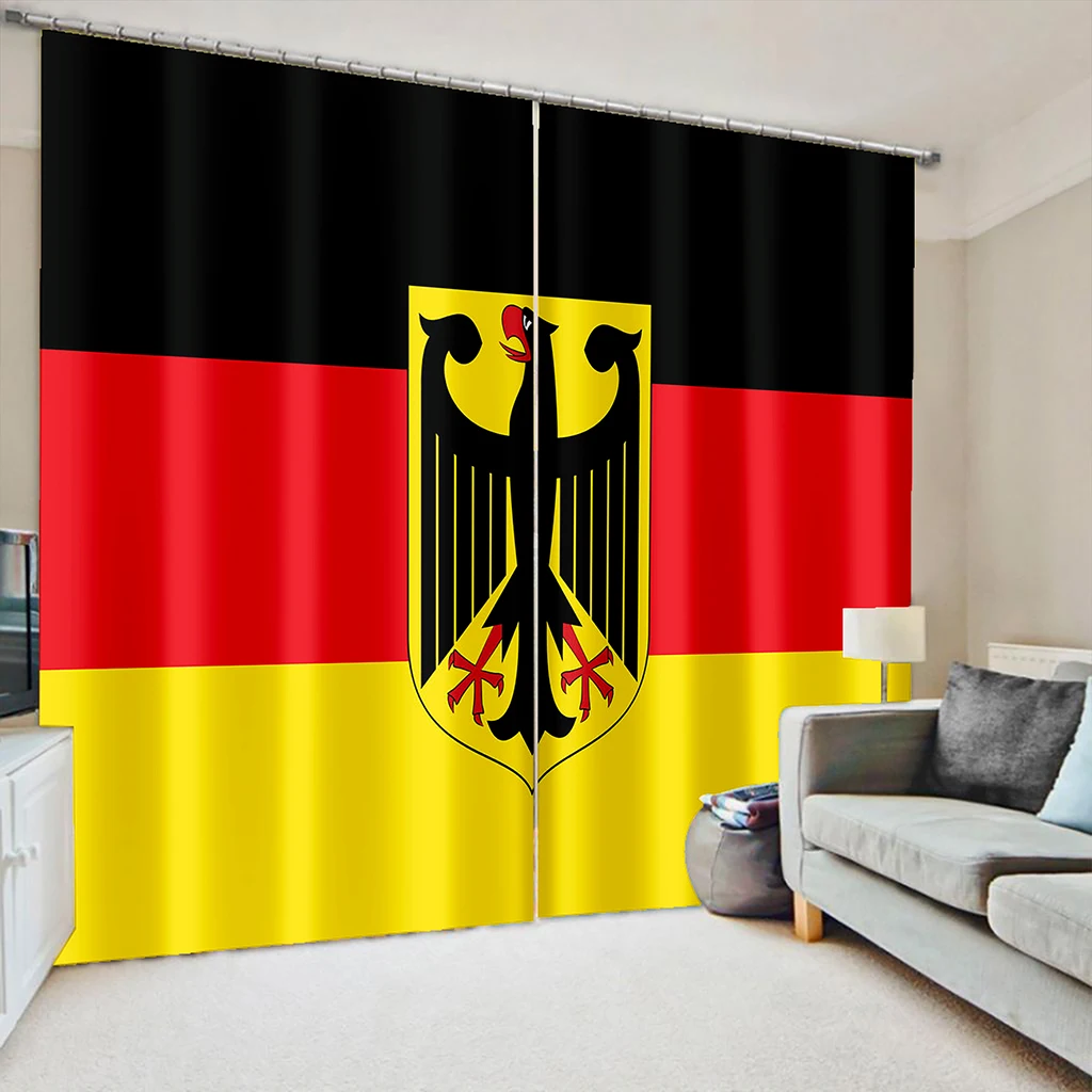 

Germany France USA Russia Brazil Flag Picture Printed Curtain for Living Room Studio Hotel Curtain in National Day 2 Panels
