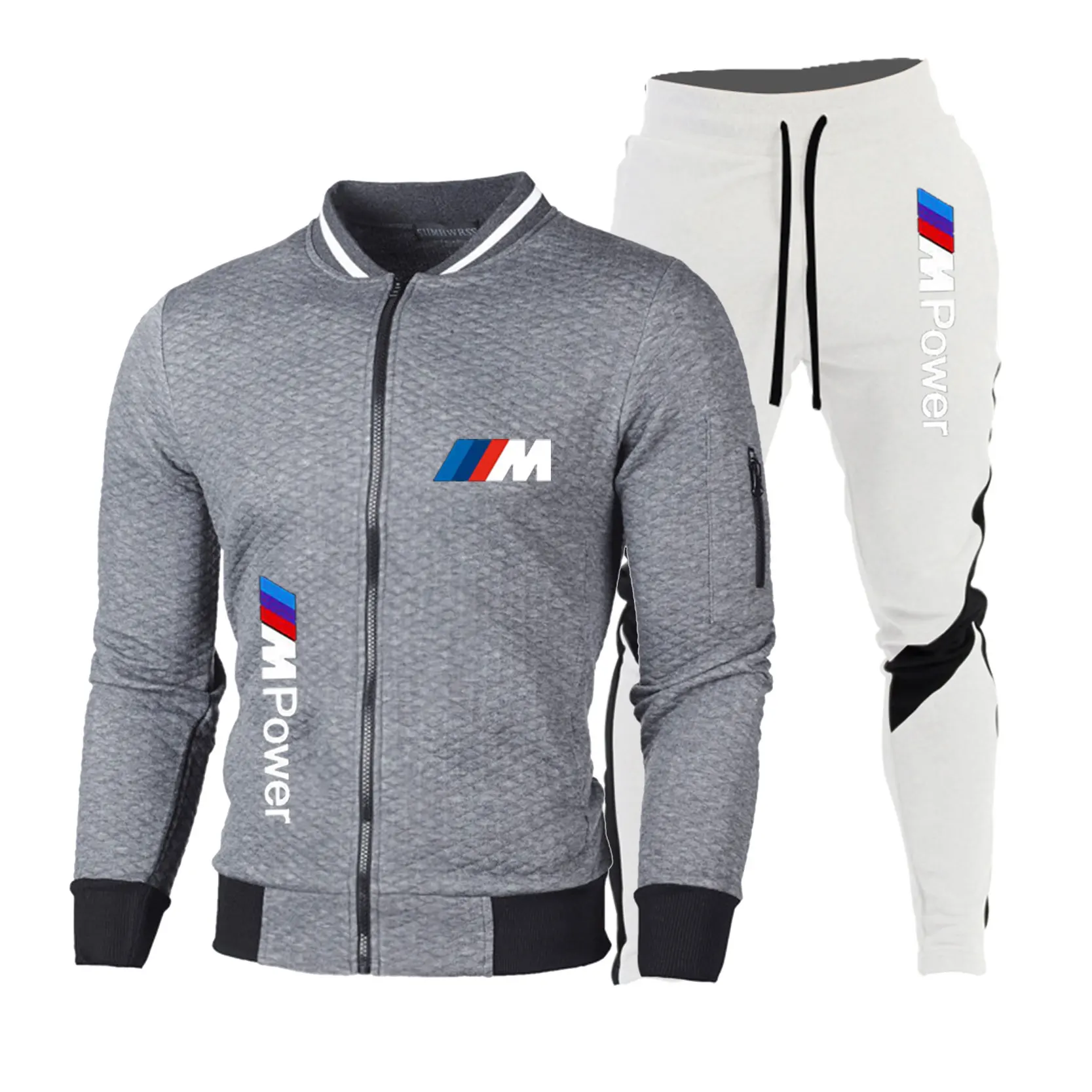 New Men's Set Sports Fashion Brand Set Full Panel Zipper Sweatshirt+Men's Sweatpants Set 2-piece Sports Slim Fit