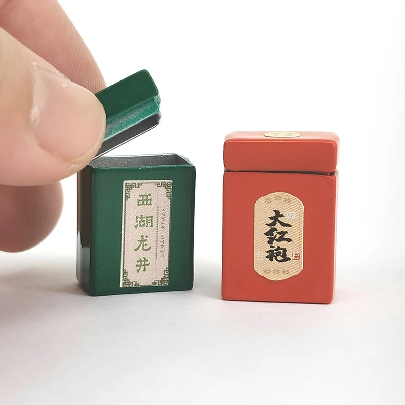 

1/12 Dollhouse Simulation Tea Box Dollhouse Miniature Metal Storage Box Dolls House Kitchen Decoration Accessories