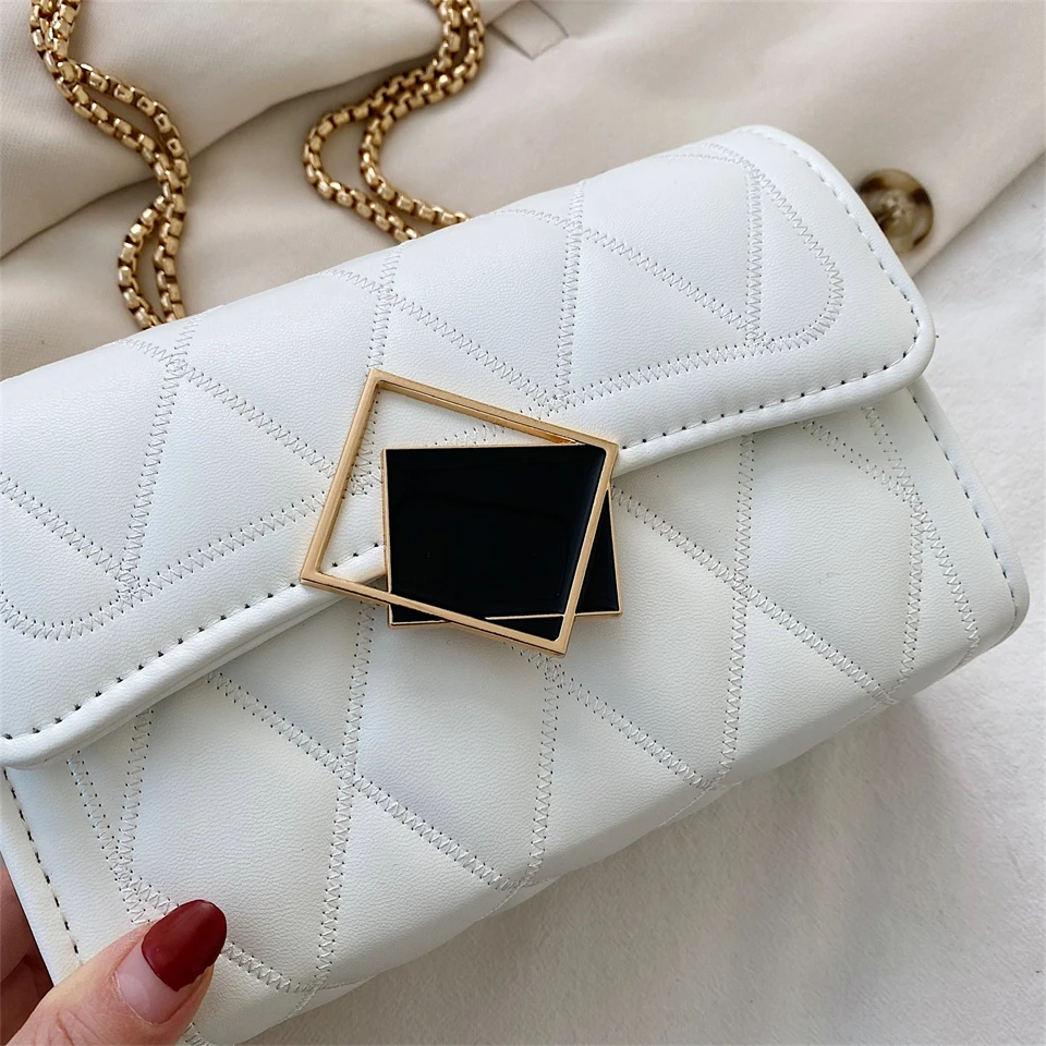 

Women's Shoulder Messenger Bag Metal Chain Crossbody Bags Ladies Advanced Designer Handbag Female Fashion Texture Pu Leather
