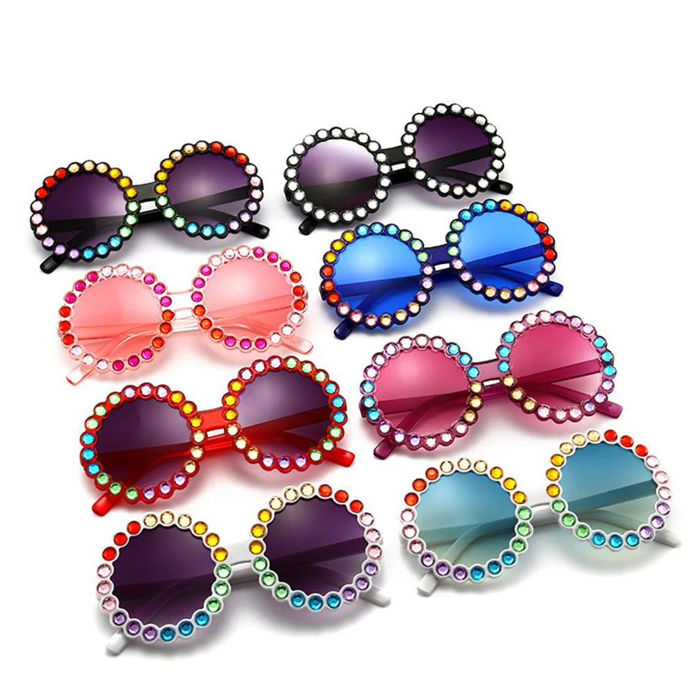 

Солнцезащитные очки с блестящими кристаллами для детей, Летние Новые Красочные Солнцезащитные очки с защитой от ультрафиолета UV400