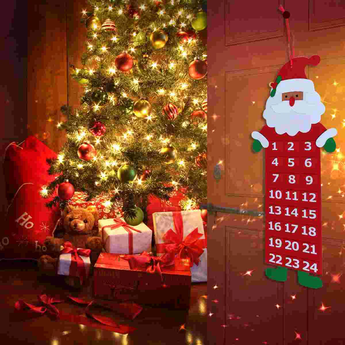 

Christmas Advent Calendar Countdown Calendar Felt New Year Advent Calendar Hanging Ornament Wall Door Hanging Decoration