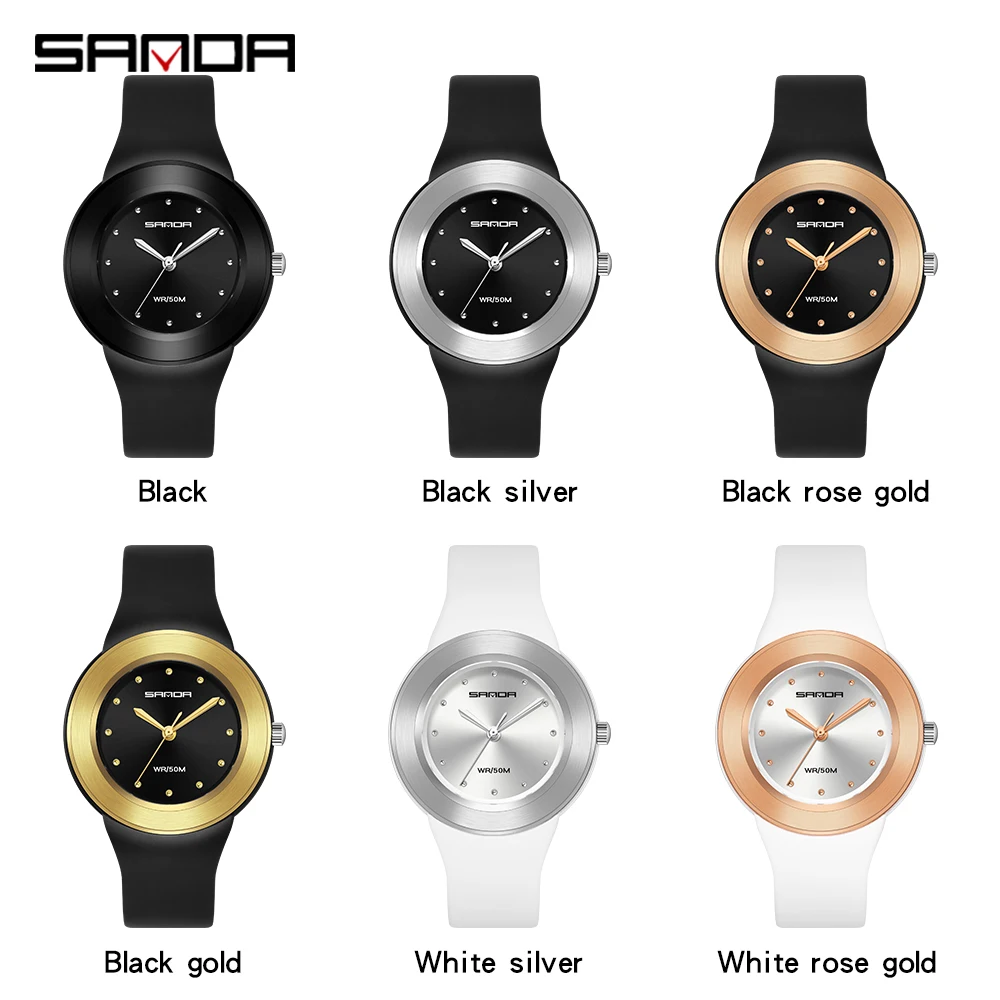 SANDA 2023 New Fashion Women's Watches White Rose Gold Waterproof Quartz Watch Women Casual Wristwatch Relogio Feminino 3119