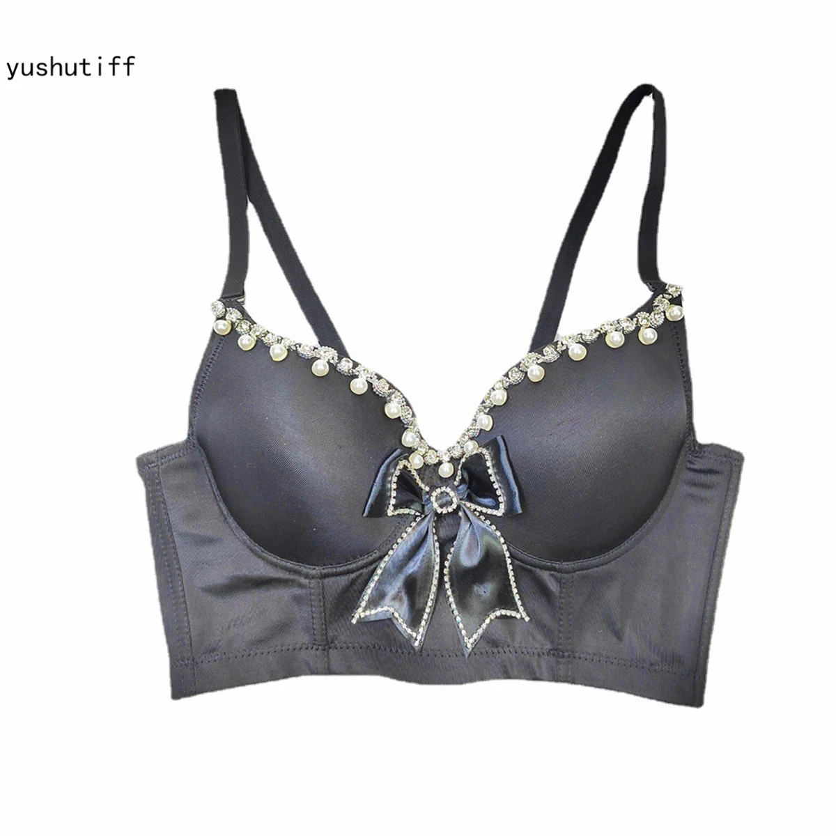 

Crop Top Built-in Bra Fashion Nightclub Pearl Corset Tops Coquette Clothing Rave Bustier Female Summer Party Sleeveless Vests