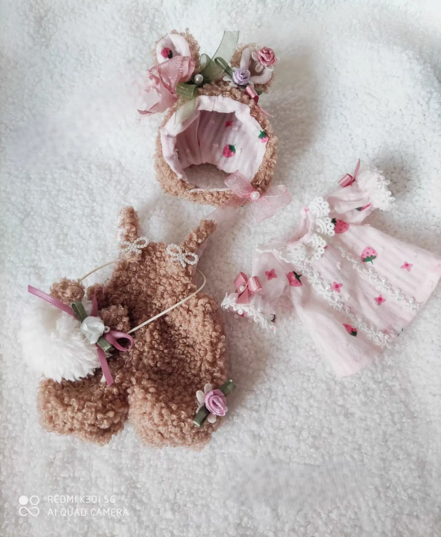 Оригинальный Blythe Flower Bear 4 шт. шляпа + топы юбка на бретелях сумка 1/6 30 см (подходит